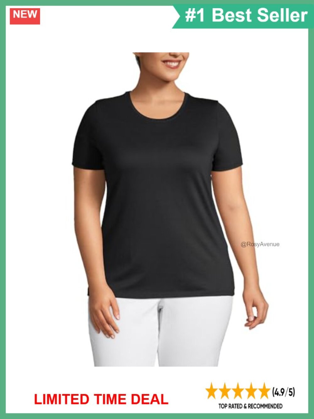 Lands' End Supima Cotton Crew Neck Short Sleeve T-Shirt Relaxed Fit Tee